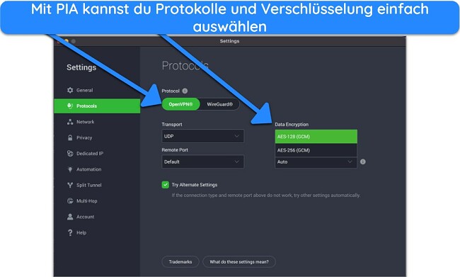 Anleitung zum Zugriff auf das Binance PIA-Protokoll-Menü